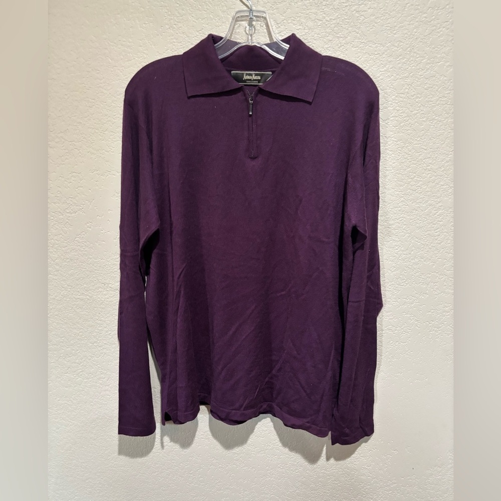 Neiman Marcus Exclusive Men Silk Cashmere Purple Pullover Sweater Size Medium